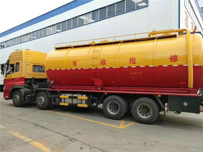 Dongfeng Tianlong dianteiro-quatro traseiro-oito 28 toneladas veículo de limpeza e sucção de esgoto dois conjuntos de veículos