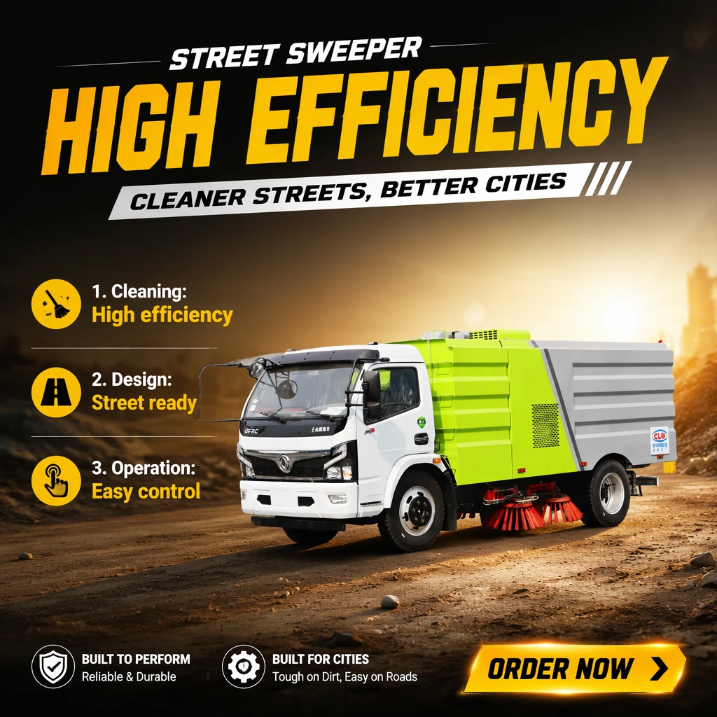 CLW5120TSL6 Varredora de Rua Nova Dali Carda Dongfeng com Motor e Caixa de Engrenagens